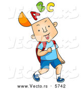Cartoon Vector of Happy School Boy with the a B C Alphabet on His Mind by BNP Design Studio