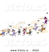 Cartoon Vector of Kids in Halloween Costumes - Border Design by BNP Design Studio