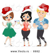 Cartoon Vector of People Talking at a Party for Christmas by BNP Design Studio