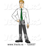 Cartoon Vector of Proud Professional Blond Business Man Posing by Cartoon Solutions