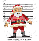 Cartoon Vector of Santa Getting Mugshot at Jail for Trespassing by David Rey
