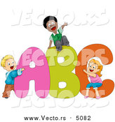 Cartoon Vector of School Kids Playing on Alphabet a B C Letters by BNP Design Studio