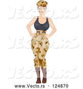 Cartoon Vector of Sexy Female Soldier Pinup by BNP Design Studio