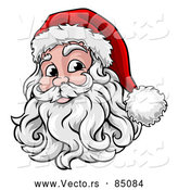 Cartoon Vector of Smiling Santa Claus Face with Hat and Beard by AtStockIllustration