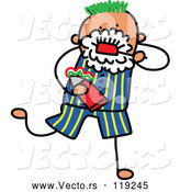 Cartoon Vector of Stick Boy Brushing His Teeth by Prawny