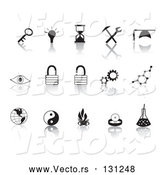 Collection Vector of Black Random Icons on a Reflective White Background by Rasmussen Images
