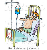 Funny Vector of a Sick Man Attached to an IV While Resting in a Hospital Bed by Toonaday