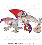 Halloween Vector of a Cartoon Vampire Elephant Running with Bag of Candy by Toonaday