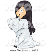 Halloween Vector of a Cute Cartoon Girl Wearing a Ghost Costume While Walking Forward Creepily by BNP Design Studio