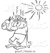 Vector Line Drawing of a Caroon Guy Putting Sun Block on His Head by Gnurf