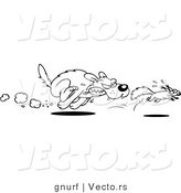 Vector Line Drawing of a Vicious Cartoon Dog Chasing a Squirrel by Gnurf