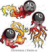 Vector of 3 Billiards Eight Balls on Fire by Chromaco
