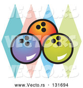 Vector of 3 Bowling Balls and Colorful Diamonds by Andy Nortnik