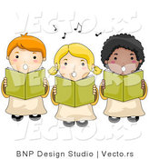 Vector of 3 Children Singing Choir by BNP Design Studio