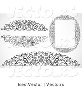 Vector of 3 Leafy Border Frames, Headers and Text Boxes - Black and White Digital Collage by BestVector