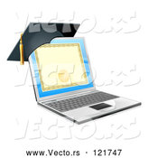 Vector of 3d Diploma or Degree on a Laptop Screen with a Graduation Cap by AtStockIllustration