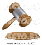 Vector of 3d Wooden and Silver Judge or Auction Gavel by AtStockIllustration