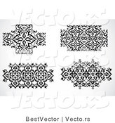 Vector of 4 Unique Floral Icon Patterns - Decorative Black and White Web Design Elements by BestVector