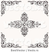 Vector of 5 Unique Floral Border Corners and Digital Web Design Elements by BestVector