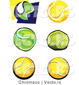 Vector of 6 Unique Tennis Ball Icons by Chromaco