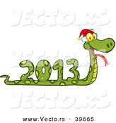Vector of a 2013 Snake Wearing a Santa Hat by Hit Toon
