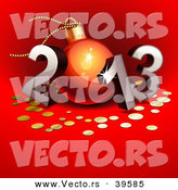 Vector of a 3d 2013 with the 0 Designed As a Christmas Bauble over Red Background by Oligo