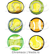 Vector of a 6 Unique Tennis Balls by Chromaco