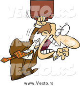 Vector of a Aggressive Cartoon White Businessman Jumping by Toonaday