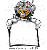 Vector of a American Cartoon Astronaut Holding a Blank Sign by Chromaco