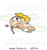 Vector of a Baby Cartoon Cupid Flying with an Arrow by Toonaday