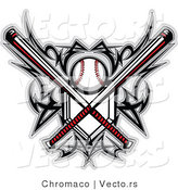 Vector of a Baseball and Home Plate with Crossed BatsBaseball and Home Plate with Crossed BatsBaseball and Home Plate with Crossed Bats - Coloring Page Outline by Chromaco