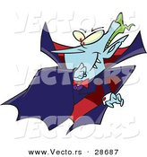 Vector of a Batty Cartoon Vampire Looking over His Shoulder While Flying Forward on Halloween Night by Toonaday