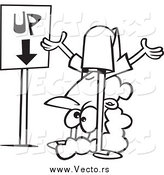 Vector of a Black and White Confused Woman by an up down Sign by Toonaday