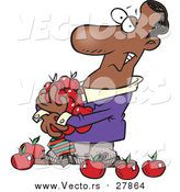 Vector of a Black Businessman with Lots of Red Apples - Cartoon Design by Toonaday
