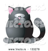 Vector of a Black Cat with Pink Ears by AtStockIllustration