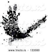 Vector of a Black Crow or Raven Confidently Flying - Ink Blot Theme by AtStockIllustration
