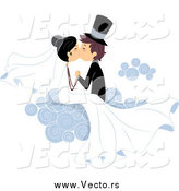 Vector of a Bride and Groom Smooching on a Cloud by BNP Design Studio