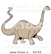 Vector of a Brontosaurus Dinosaur with a Long Neck and Tail by LaffToon