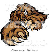 Vector of a Brown Bear Stiking with Claws While Grinning - Coloring Page Outline by Chromaco