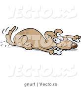 Vector of a Brown Dog Eating Bone While Wagging His Tail by Gnurf