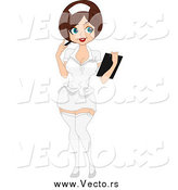 Vector of a Brunette Nurse Holding a Clipboard by BNP Design Studio