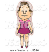 Vector of a Brunette White Man with Hair Legs, Standing in a Pink Dress by BNP Design Studio