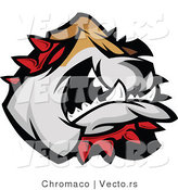 Vector of a Bulldog Wearing Red Spike Coller While Attacking by Chromaco