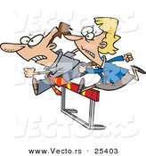 Vector of a Businessman and Businesswoman Jumping over Hurdles While Racing Each Other by Toonaday