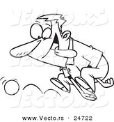 Vector of a Cartoon ADD Distracted Man Chasing a Ball - Outlined Coloring Page by Toonaday