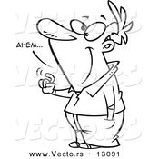 Vector of a Cartoon Annoying Man Making an Ahem Sound and Tapping - Outlined Coloring Page by Toonaday