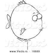 Vector of a Cartoon Balloon Fish - Outlined Coloring Page Drawing by Toonaday