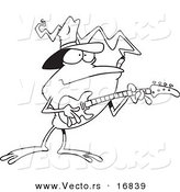 Vector of a Cartoon Bass Guitarist Frog - Coloring Page Outline by Toonaday