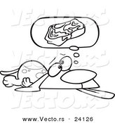 Vector of a Cartoon Basset Hound Hoping for Steak - Coloring Page Outline by Toonaday