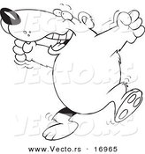 Vector of a Cartoon Bear Celebrating - Coloring Page Outline by Toonaday